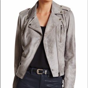 Distressed Faux Suede Moto Jacket